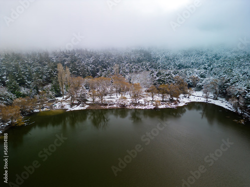Drone Photo Over The Black Lake, Yamanlar Mountain, Izmir - Turkey