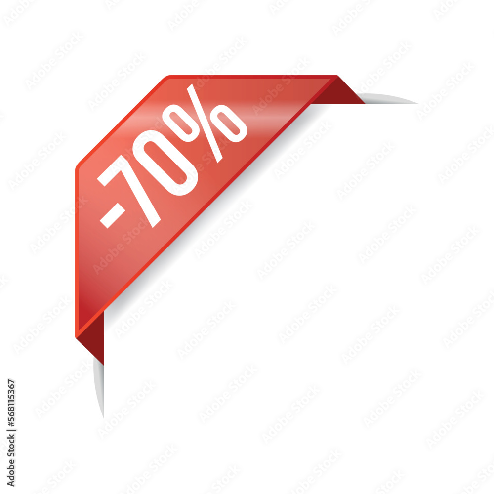 70% Corner Ribbon Discount Banner Vector Template 70% Corner Ribbon Discount Banner Vector Template