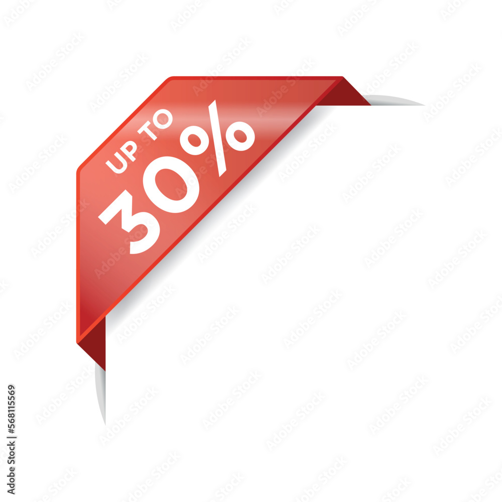 30% Corner Ribbon Discount Banner Vector Template 30% Corner Ribbon Discount Banner Vector Template