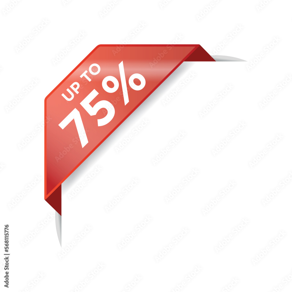 75% Corner Ribbon Discount Banner Vector Template 75% Corner Ribbon Discount Banner Vector Template