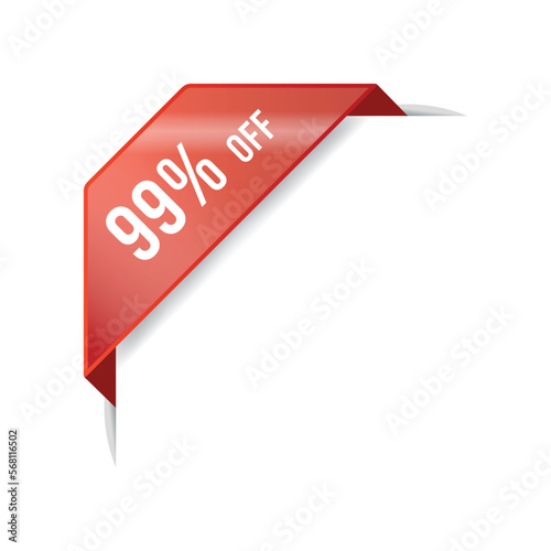 99% Corner Ribbon Discount Banner Vector Template