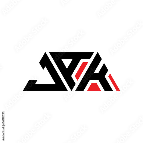 JAK triangle letter logo design with triangle shape. JAK triangle logo design monogJAm. JAK triangle vector logo template with red color. JAK triangular logo Simple, Elegant, and Luxurious Logo...