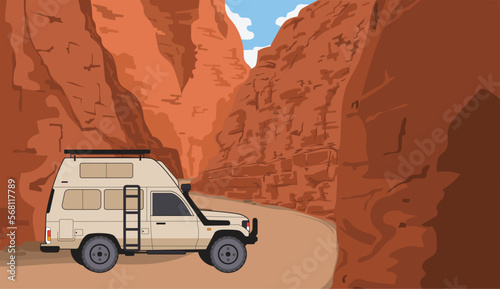 Grand canyon Offroad car vector emblems road trip