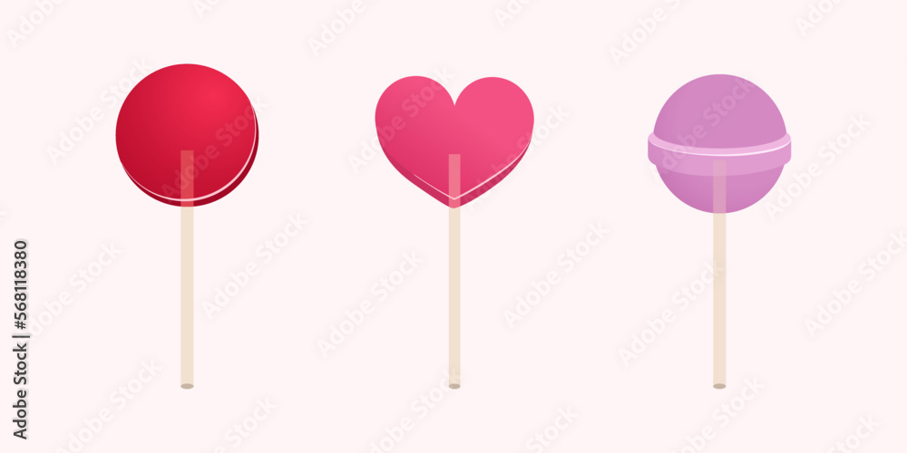 Lollipop in heart shape. Candy for Valentine's Day.