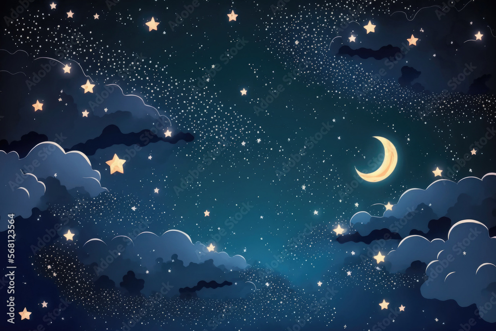 Fototapeta premium Background of night sky with many stars. Generative AI