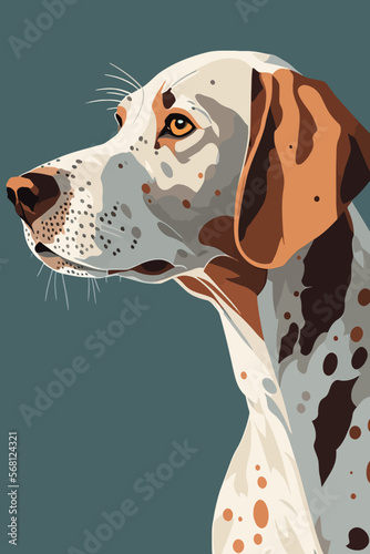 German shorthaired pointer portrait. Vector illustration on a dark background.