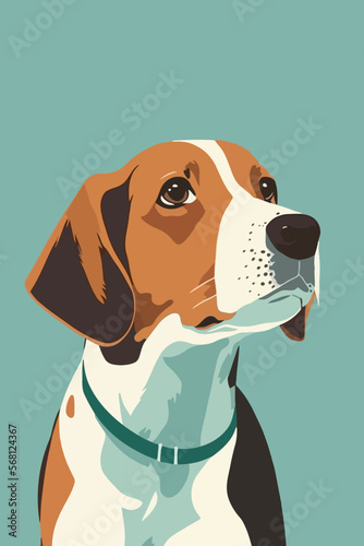 Beagle dog. Vector illustration of a hunting dog in cartoon style.