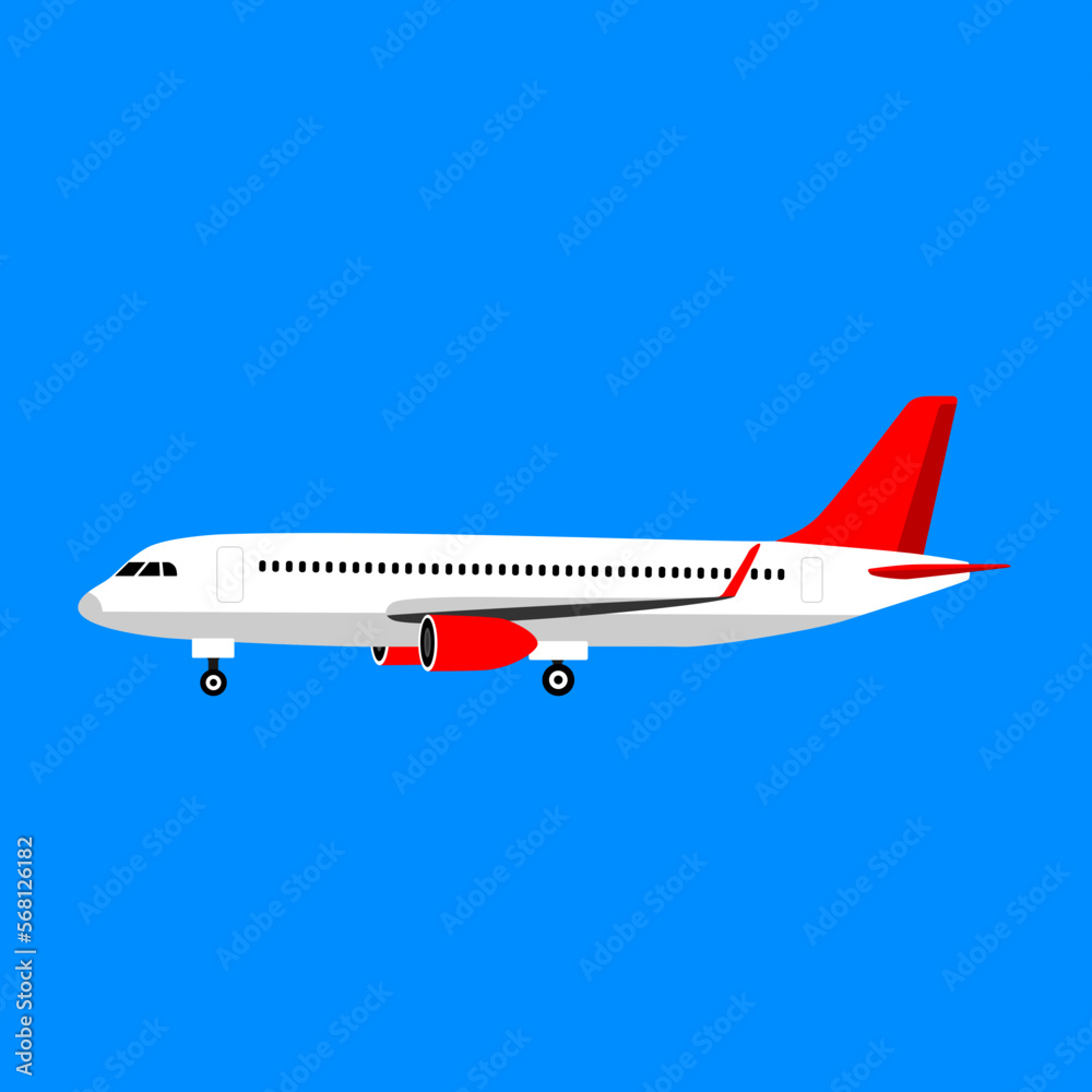 Flat airplane vector illustration on white background