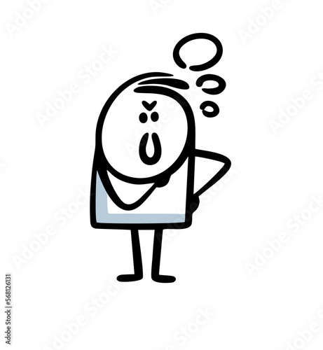 Insidious stickman plotting evil and message bubble from comics.