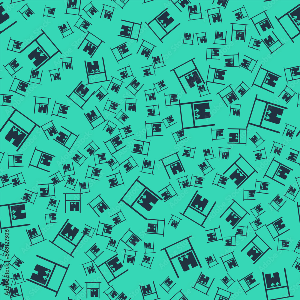 Black Warehouse interior with boxes on racks icon isolated seamless pattern on green background. Logistics, cargo, parcel storage postal service. Vector Black Warehouse interior with boxes on racks icon isolated seamless pattern on green background. Logistics, cargo, parcel storage postal service. Vector