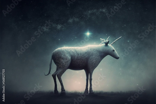 white unicorn in the night