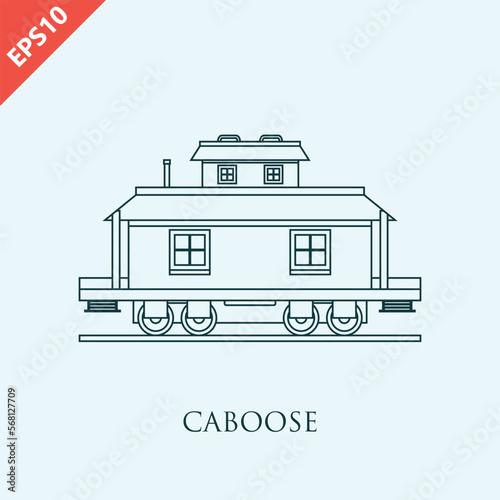 Hand drawn caboose design vector flat isolated illustration