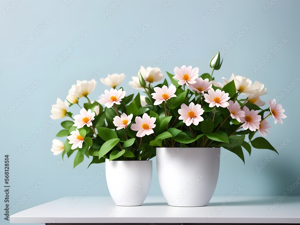 Bright and Colorful Flowers Isolated on White Desk