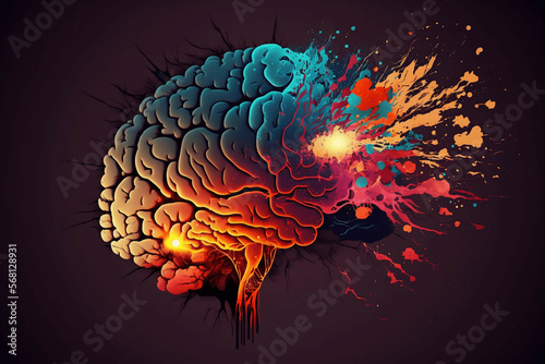 brainstorm illustration, new quality universal colorful joyful educational psychology stock image illustration design generative ai