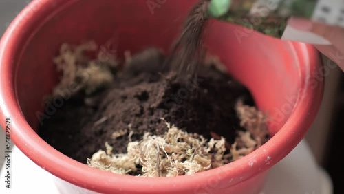 Close up organic soil for growing plants at home