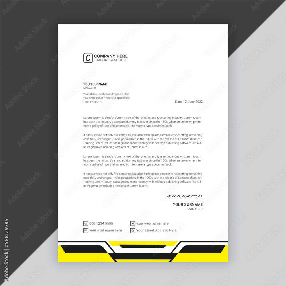 Obraz premium Modern company or business letterhead vector template