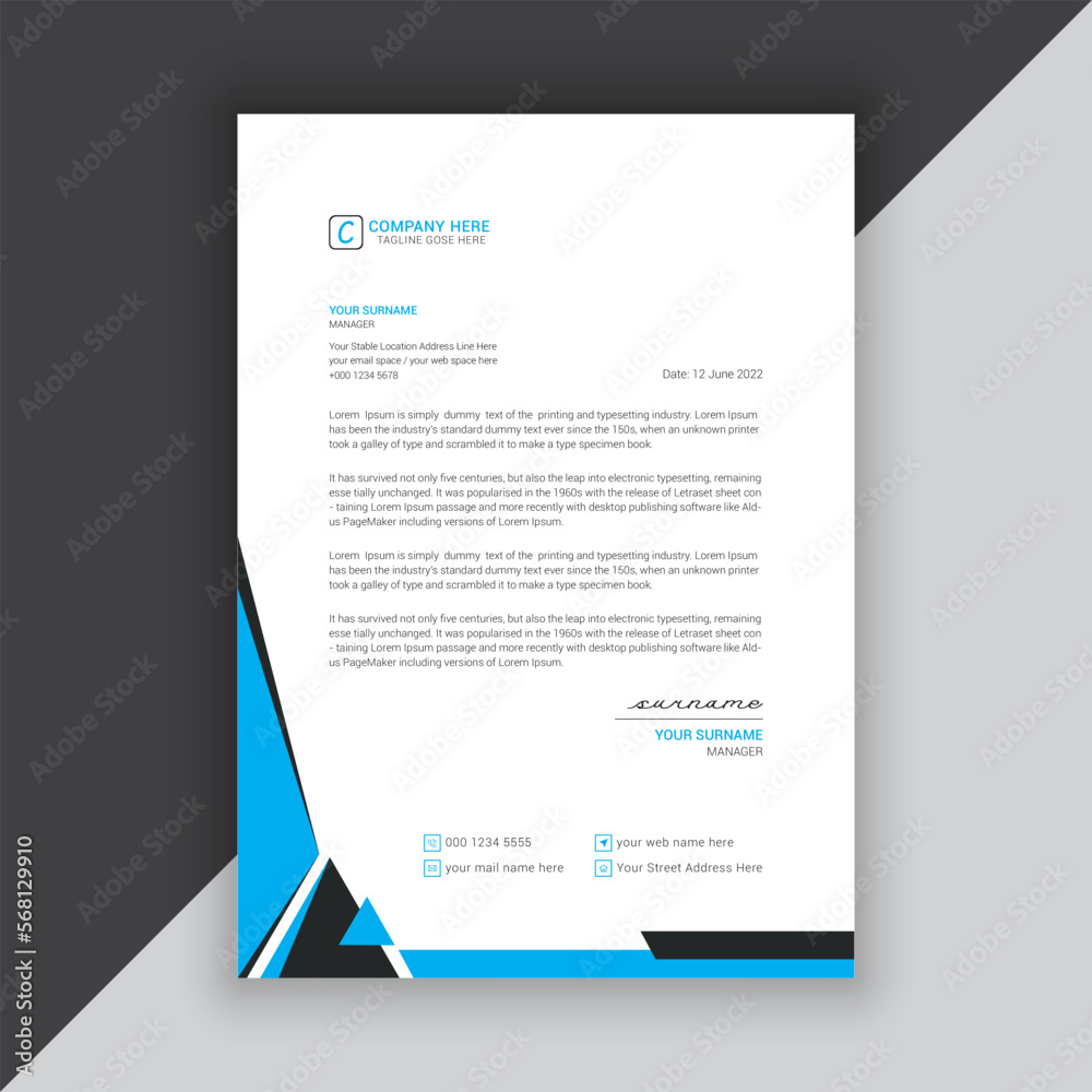 Modern company or business letterhead vector template Modern company or business letterhead vector template