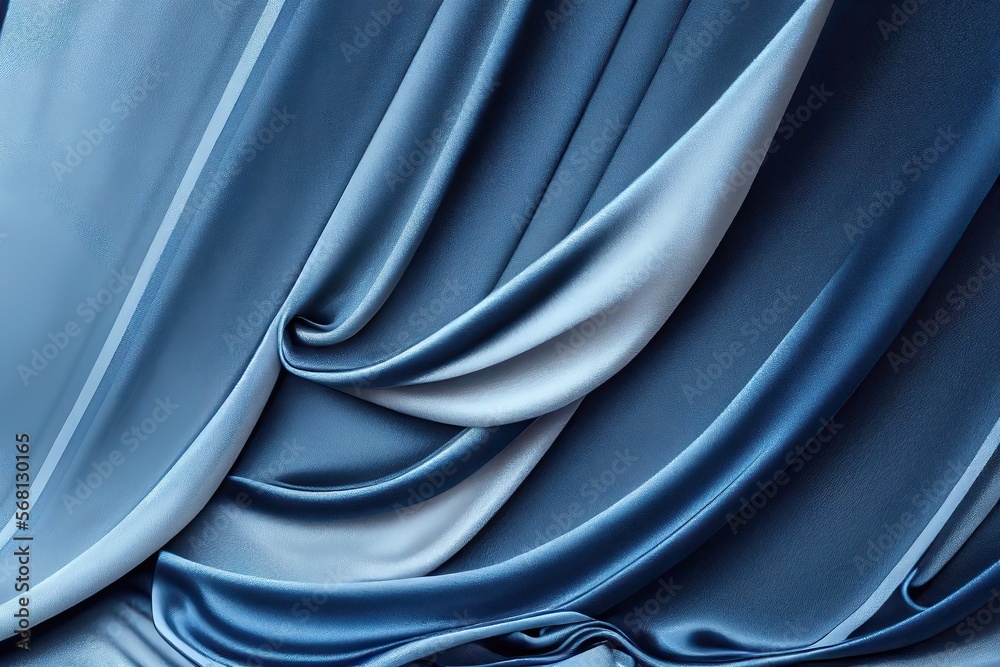 Fototapeta premium Blue Silk Background. Genarative AI