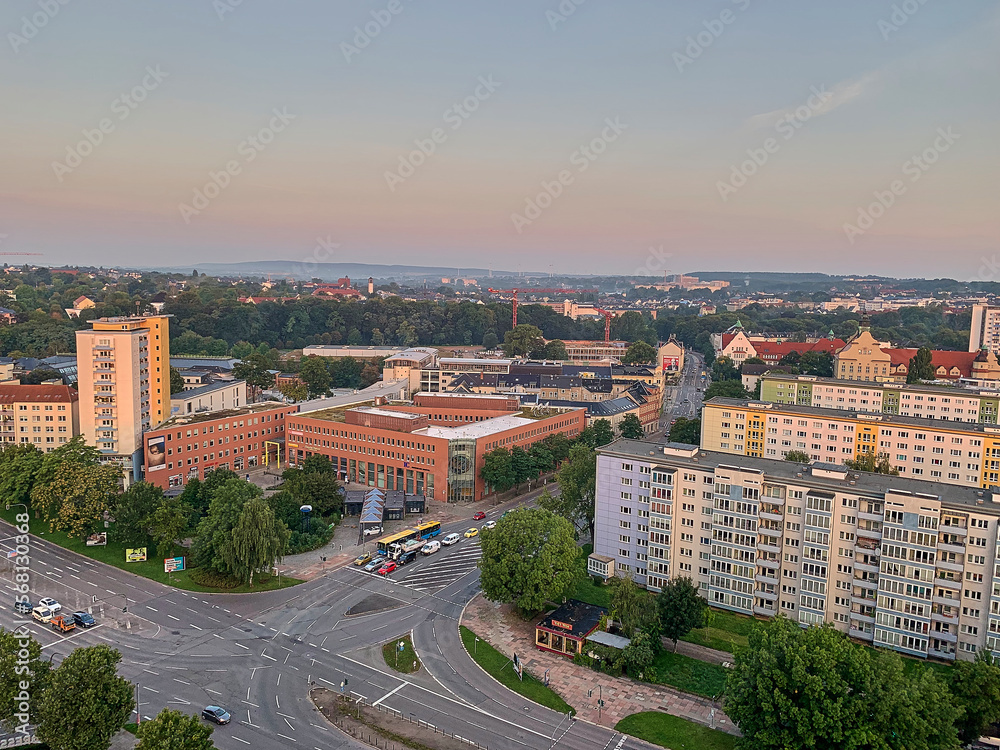 city scape of Chemnitz, formerly known as Karl Marx Stadt.