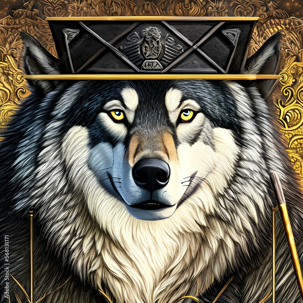 A wolf with a hat and a cane1, Generative AI A wolf with a hat and a cane1, Generative AI