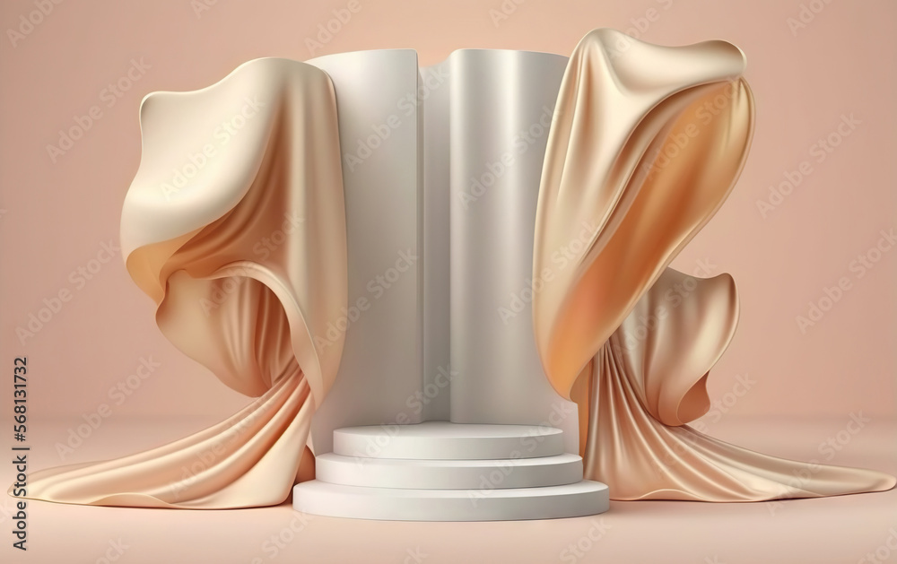 Pastel background for beauty products with a podium and a pedestal for product photography. Ideal shapes to highlight the merits of your product or logo. Based on Generative AI Pastel background for beauty products with a podium and a pedestal for product photography. Ideal shapes to highlight the merits of your product or logo. Based on Generative AI