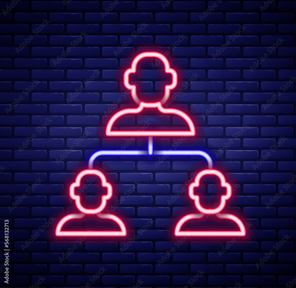 Vetor de Glowing neon line Business hierarchy organogram chart ...