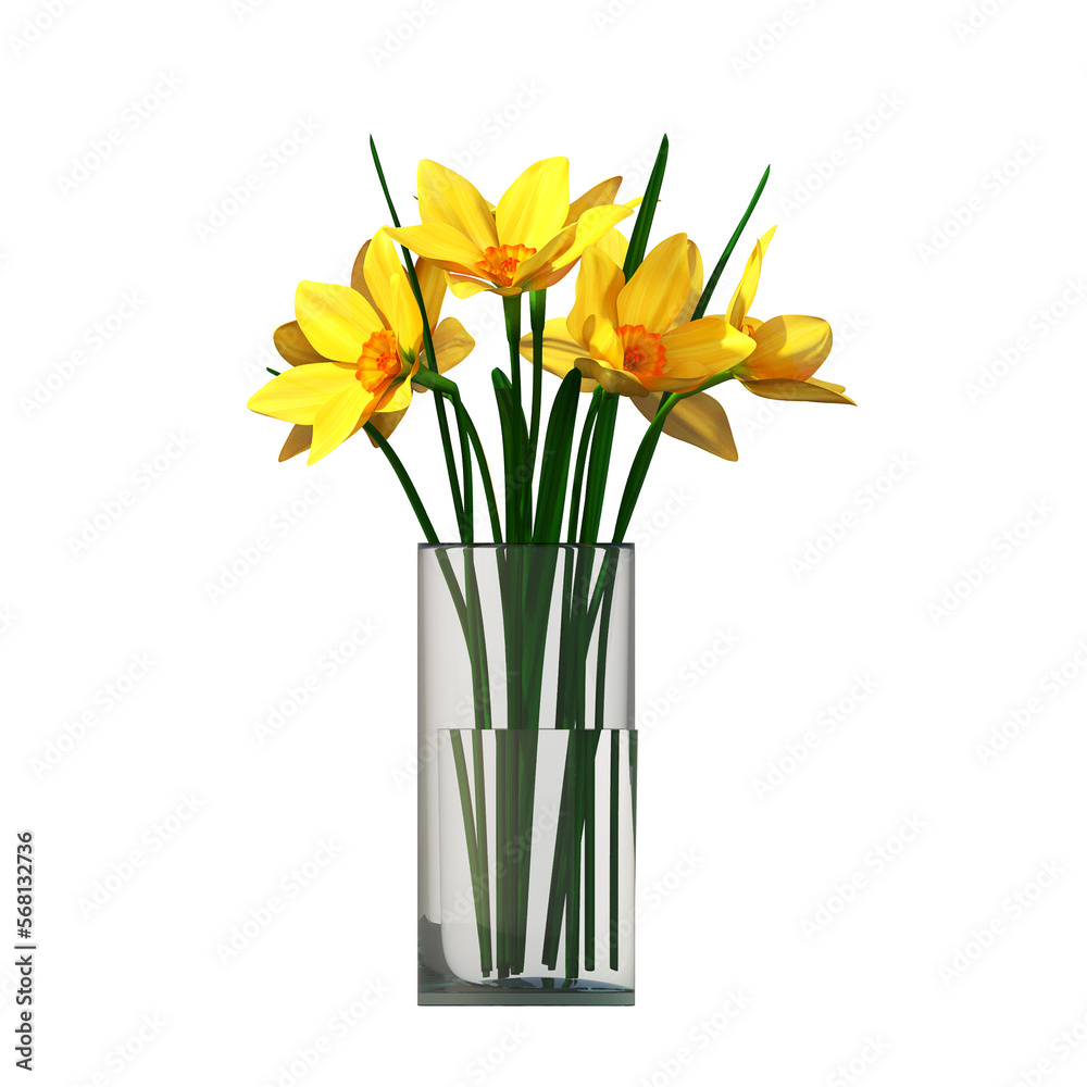 Fototapeta premium decorative flowers and plants for the interior, isolated on white background, 3D illustration, cg render