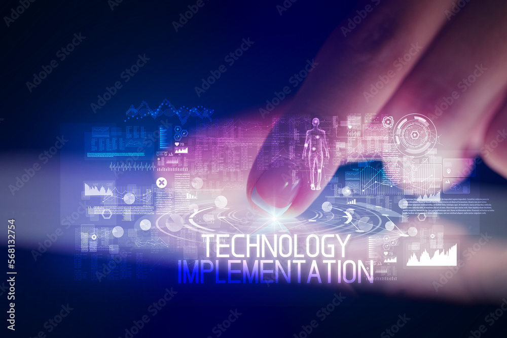 Finger touching tablet with web technology icons concept Finger touching tablet with web technology icons concept