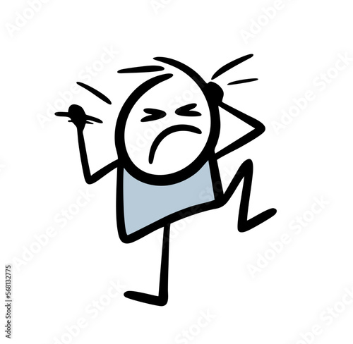 Stickman stomped his feet in anger and tore his hair on his head.