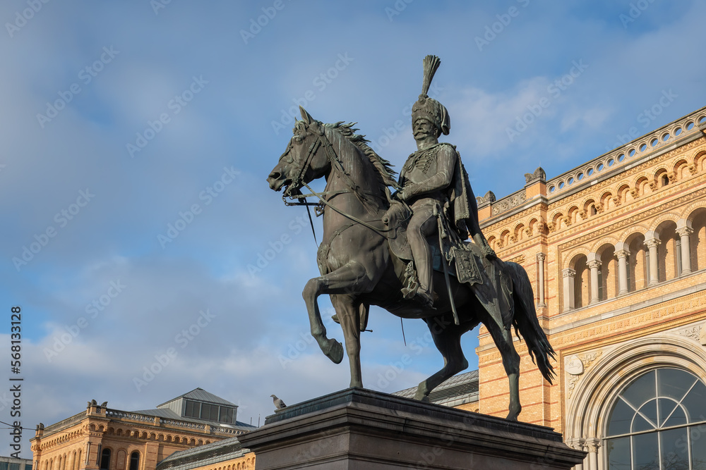 Fototapeta premium King Ernst August Statue by Albert Wolff, 1861 - Hanover, Lower Saxony, Germany