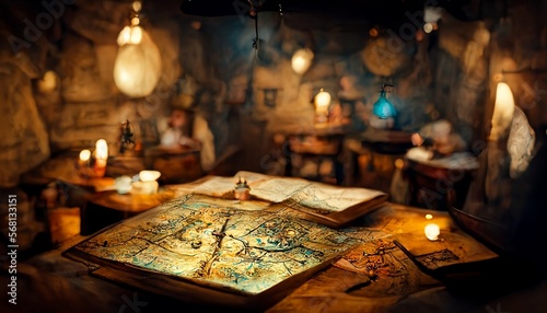 Quest map in tavern, Generative AI