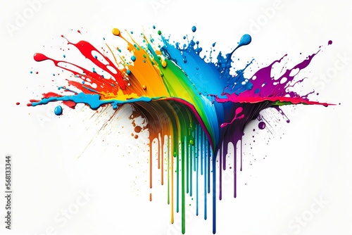 Paint colorful rainbow splash blot. Generative AI