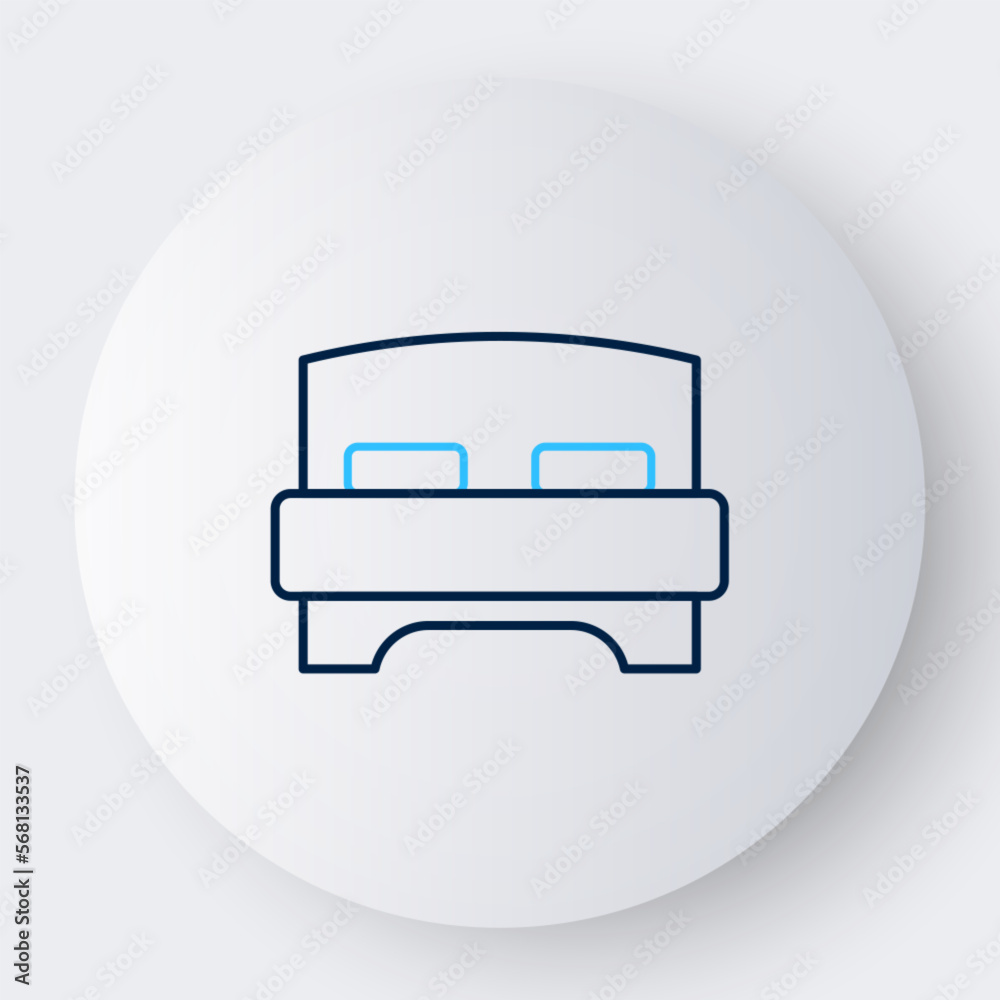 Line Big bed for two or one person icon isolated on white background. Colorful outline concept. Vector Line Big bed for two or one person icon isolated on white background. Colorful outline concept. Vector
