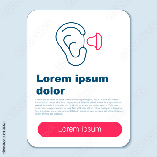 Line Earplugs and ear icon isolated on grey background. Ear plug sign. Noise symbol. Sleeping quality concept. Colorful outline concept. Vector
