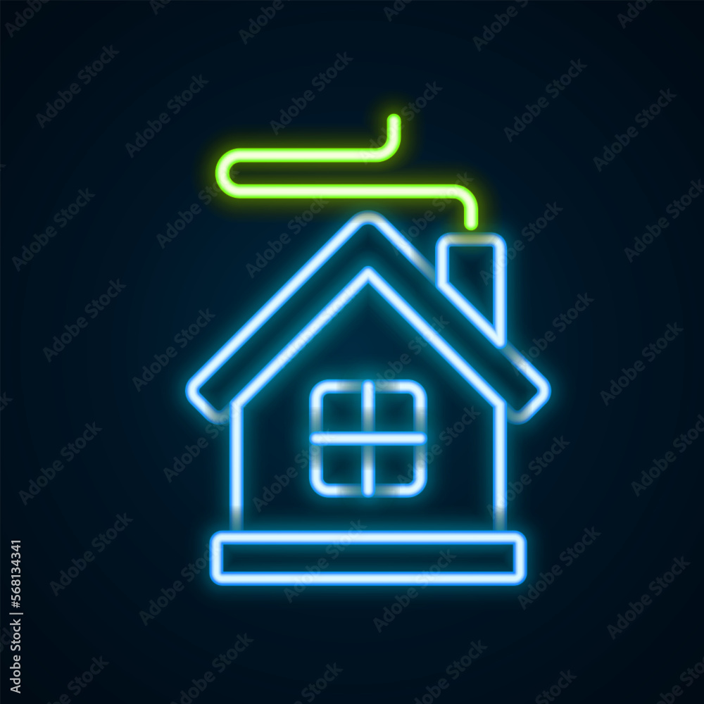 Glowing neon line Merry Christmas house icon isolated on black background. Home symbol. Colorful outline concept. Vector Glowing neon line Merry Christmas house icon isolated on black background. Home symbol. Colorful outline concept. Vector