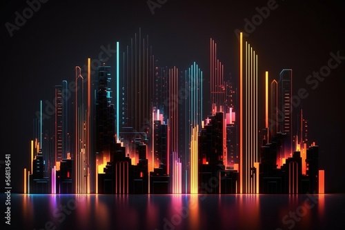 Multicolored neon sound stripes wallpaper background - Generative AI © Albert