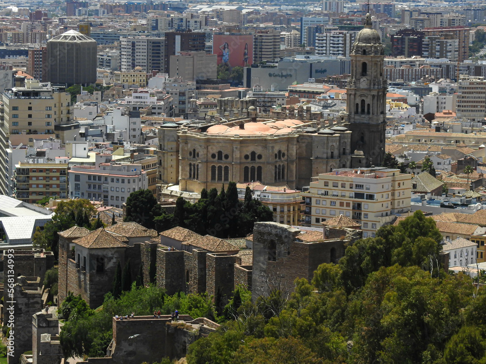 Aerial shot of a  Malaga town in Spain.