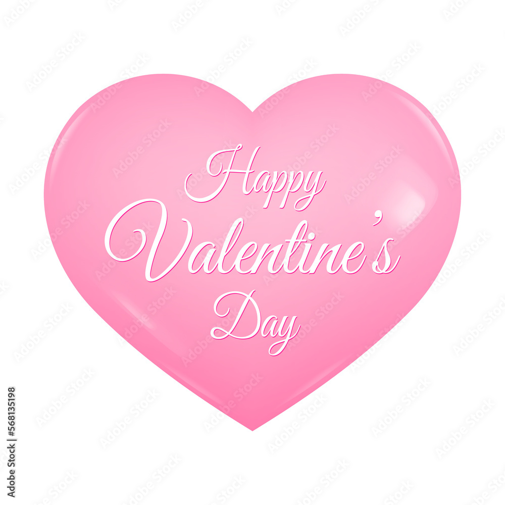 Happy valentine's day. 3d heart. Light pink icon
