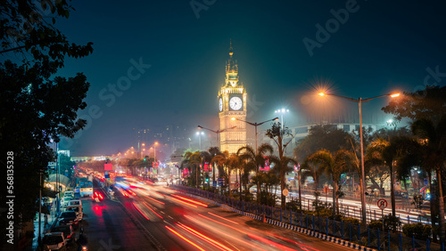 Lake town watch tower located at Kolkata  West Bengal  India  night view of the city