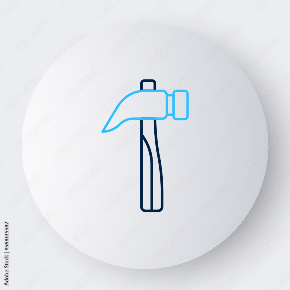 Line Hammer icon isolated on white background. Tool for repair. Colorful outline concept. Vector Line Hammer icon isolated on white background. Tool for repair. Colorful outline concept. Vector