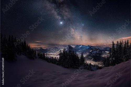 Night Sky Over the Mountains. Genarative AI © CREATIVE STOCK
