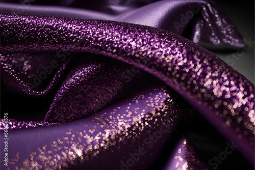 Close up on sparkling purple fabric made with Generative AI technology