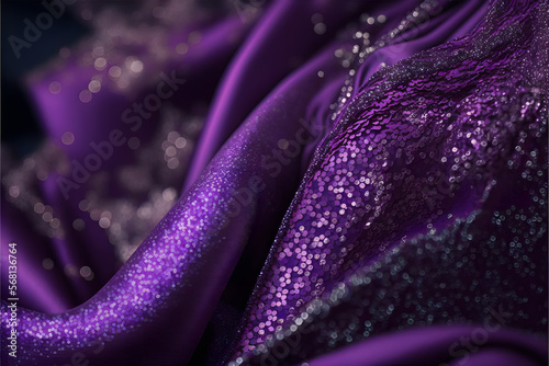 Close up on sparkling purple fabric made with Generative AI technology