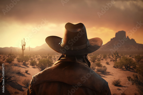 Billede på lærred background design of a traditional cowboy in the wild west, created with generat