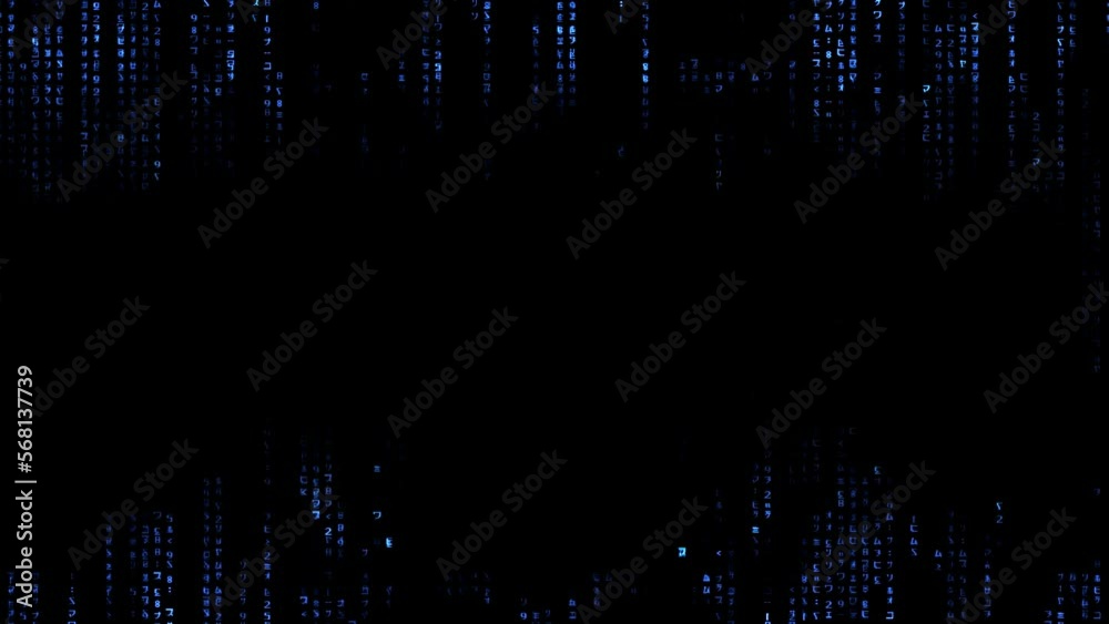 Letters and numbers running on a black. Background of the artificial intelligence matrix.