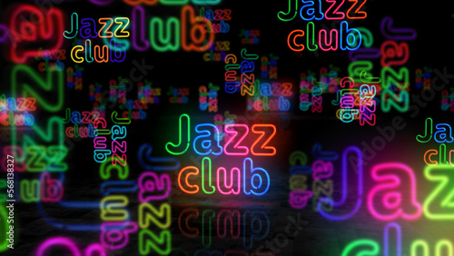 Jazz Club nightlife neon light 3d illustration