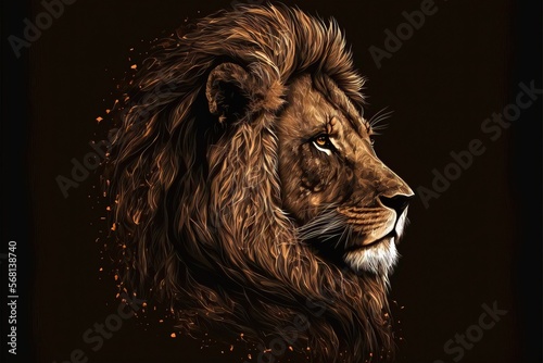 Lion Head Illustrator. Genarative AI