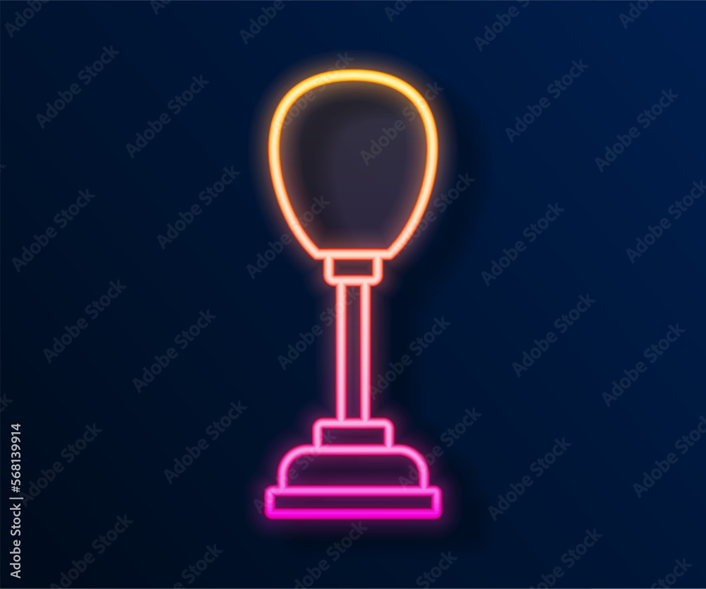 Glowing neon line Punching bag icon isolated on black background. Vector Glowing neon line Punching bag icon isolated on black background. Vector