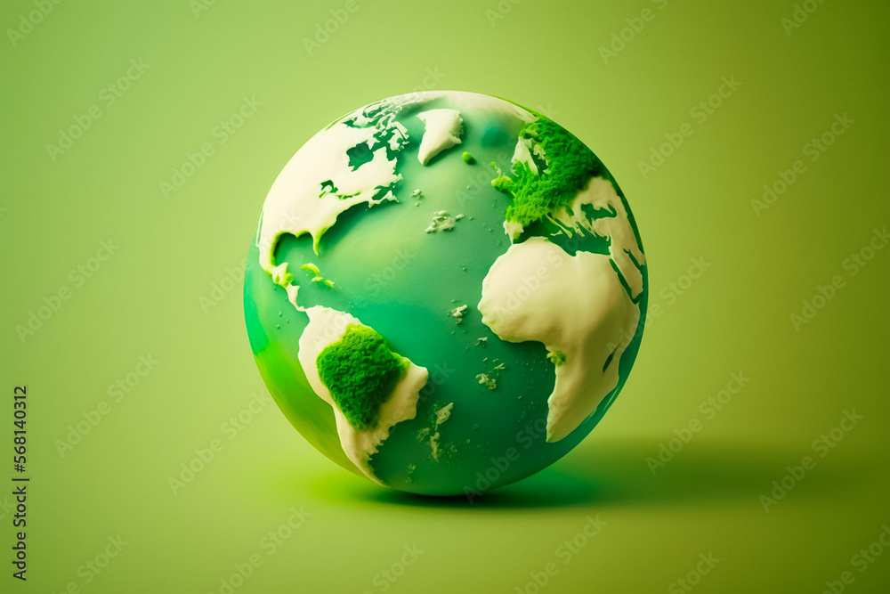Green globe, world earth day. Generative AI - obrazy, fototapety, plakaty 
