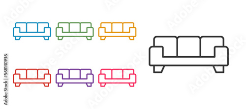 Set line Sofa icon isolated on white background. Set icons colorful. Vector